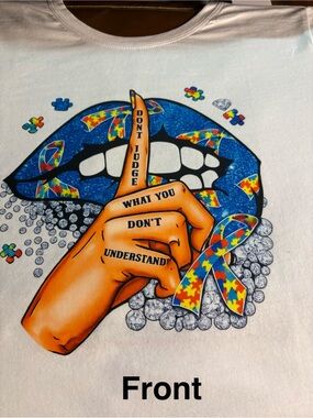 Custom - Autism Awareness Lip & Ribbon T-Shirt